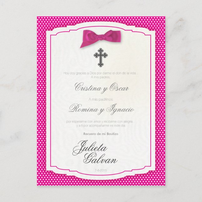 Taufe, Geburtstag, Quinceañera, Heiligtum Postkarte (Vorderseite)
