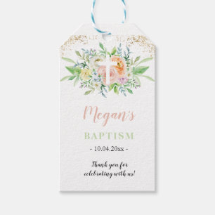 Taufe Gefallen Geschenk Tag floral Rosa Geschenkanhänger