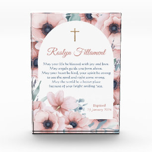 Taufe Girl Big Pink Blume rund um die Grenze Fotoblock