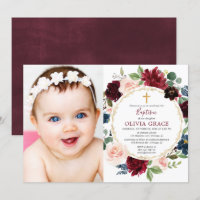 Taufe Girl burgundy blush marineblaues Foto
