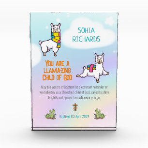 Taufe Girl Niedlich Llama Thema Fotoblock