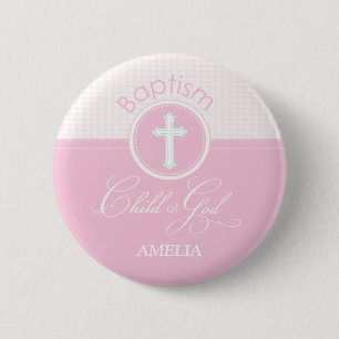 Taufe Glückwünsche Rosa, Runde Geschenke Button