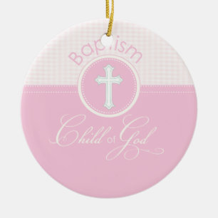 Taufe Glückwünsche Rosa, Runde Geschenke Keramikornament