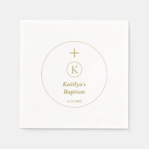Taufe Gold White Monogram Initials Elegant Cool Serviette