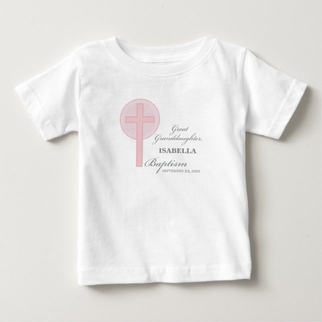 Taufe Große Enkeltochter Pink Lace Personalisiert Baby T-shirt (Vorderseite)