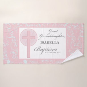 Taufe Große Enkeltochter Pink Lace Personalisiert Badehandtuch