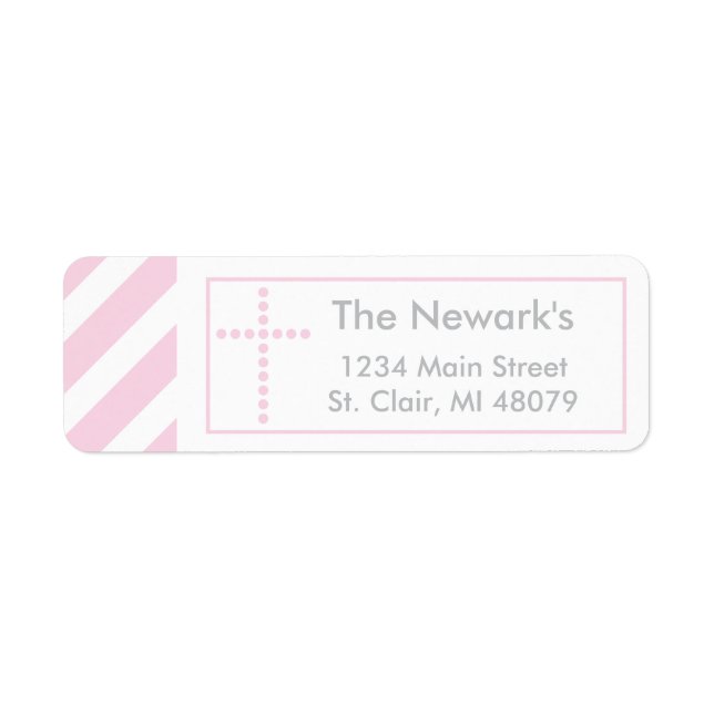 Taufe, heilige Kommune | Pink Cross Address Label (Vorne)