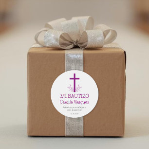 Taufe im Spanisch Simple Bautizo Cross und in den  Runder Aufkleber