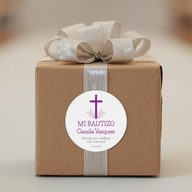 Taufe im Spanisch Simple Bautizo Cross und in den  Runder Aufkleber (Von Creator hochgeladen)