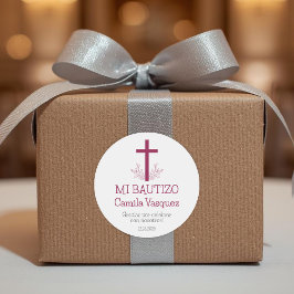 Taufe im Spanisch Simple Bautizo Cross und in den Runder Aufkleber