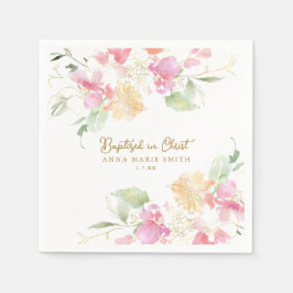 Taufe in Christ Pink Floral Custom Taptisse Serviette