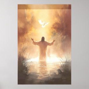 Taufe Jesu Aquarell Bibelszene Christlich Poster