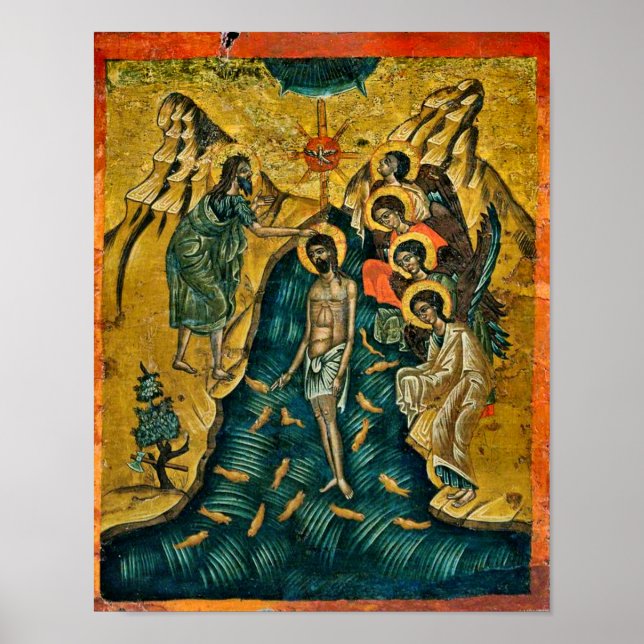 Taufe Jesu Christi Orthodoxe Christliche Printwerb Poster (Vorne)