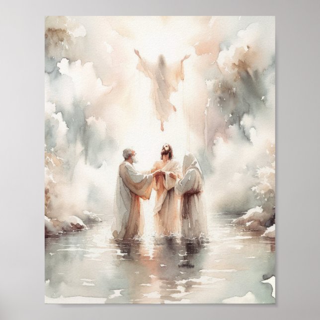 Taufe Jesu, Digitaldruck, Wasserfarbe Jesus Poster (Vorne)