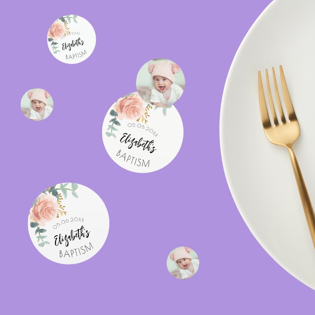 Taufe Mädchen Rose Gold Blume Foto Konfetti (Von Creator hochgeladen)