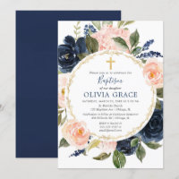 Taufe Mädchen rot Rosa Marineblau Blau Gold elegan