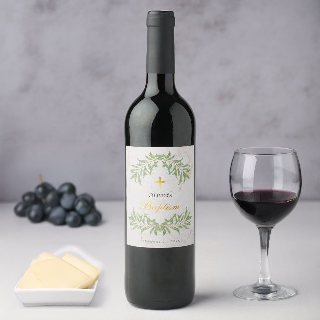 Taufe Marmorfoliage Imitate Gold Foil Script Weinetikett (Von Creator hochgeladen)