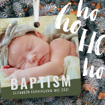 Taufe Modernes, benutzerfreundliches Baby-Foto Ornament Aus Metall<br><div class="desc">Dieses einfache und moderne Design besteht aus serifenloser Typografie. Fügen Sie Ihrem Baby ein individuelles Foto hinzu. Ändern Sie die Blockfarbe auf alles,  was Sie gewollt haben.</div>