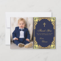 Taufe Navy Blue Gold Vintag Elegantes Boy Foto
