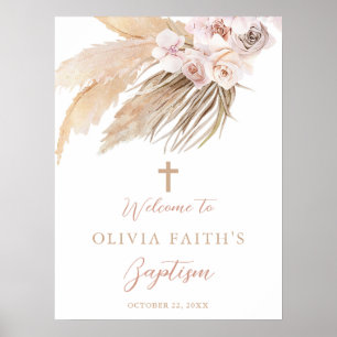 Taufe Pampas grass boho bohemian Begrüßungszeichen Poster