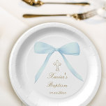 Taufe pastellblauer Bogen Pappteller<br><div class="desc">Taufpapier-Teller</div>