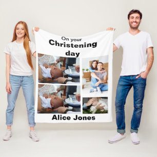 Taufe Personalisiert 4 FotoCollage Fleecedecke