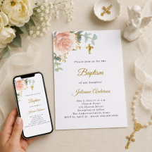 Taufe rosa Blumen Mädchen Goldkreuz