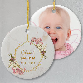 Taufe Rosa Foto Girl Keramik Ornament