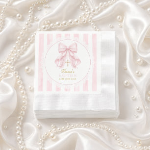 Taufe Rosa Schleife Baby Mädchen Serviette