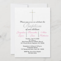 Taufe Rosa Triplets Einladung