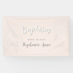 Taufe Rosary auf Rosa Banner