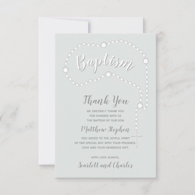 Taufe Rosary über Pulverblau Einladung (Vorderseite)