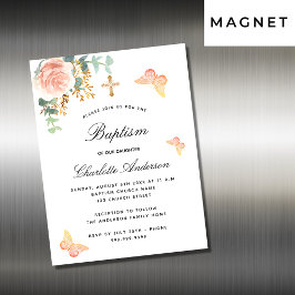Taufe Rose Blumenschmetterlingsmagnet Magnetkarte