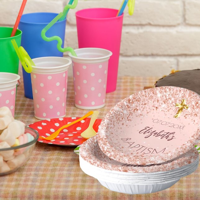 Taufe Rose Gold Konfetti Mädchenname Pappteller (Von Creator hochgeladen)