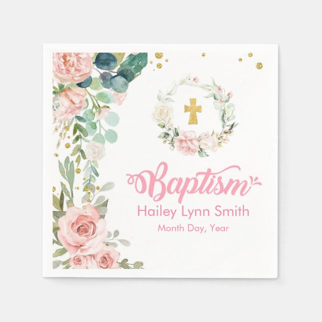 Taufe Rose Napkins Serviette (Vorderseite)