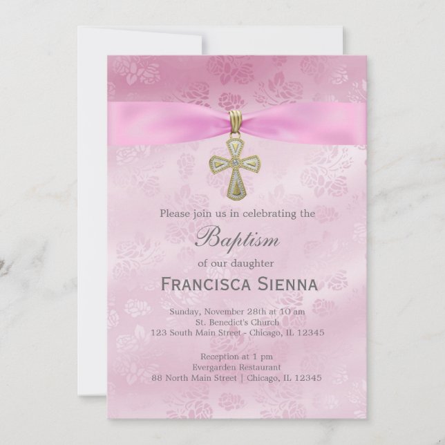 Taufe Rosen Einladung (Vorderseite)