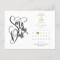 Taufe Save the Date Kalender Gold Herz