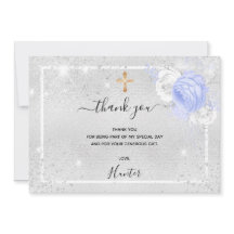 Taufe silber Glitzer blauen Blumen Foto Junge