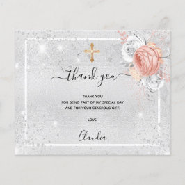 Taufe silber Rose Gold Foto Dankeschön Karte