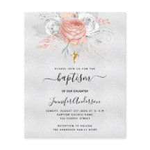 Taufe silberne Rose Gold Mädchen Einladung