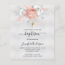 Taufe silberne Rose Gold Mädchen Einladung
