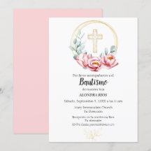 Taufe Spanische Einladung Mädchen, Blümchen