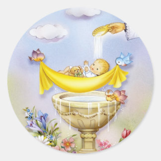 Taufe, Taufeinladung Runder Aufkleber