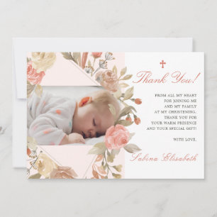 Taufe Taufgottesdienst Baby Rosen Garten Foto Dankeskarte