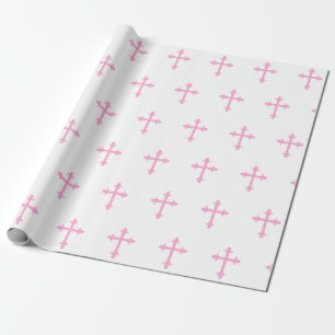 Taufe-Taufkreuz-Bestätigungs-Mädchen-Rosa Geschenkpapier