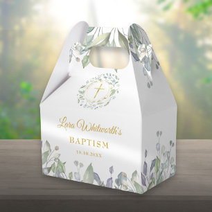 Taufe Taufkrone Lorbeerkranz Goldkreuz Geschenkschachtel