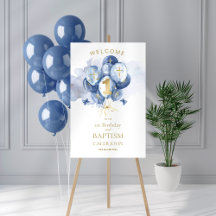 Taufe und 1. Geburtstag Navy & Gold Begrüßungszeic