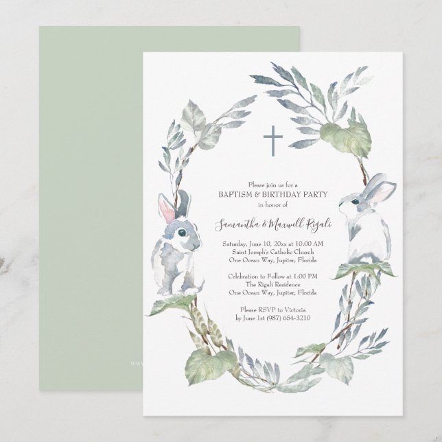 Taufe und Einladung zur Geburtstagspartei (Vorne/Hinten)