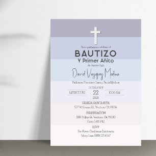Taufe und Erster Geburtstag Minimalistisch Einladung