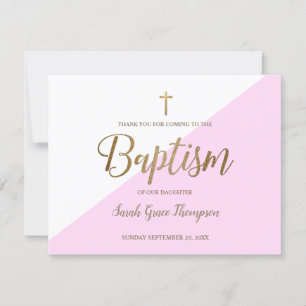Taufe Vielen Dank Baby Girl Simple Pink Gold Karte